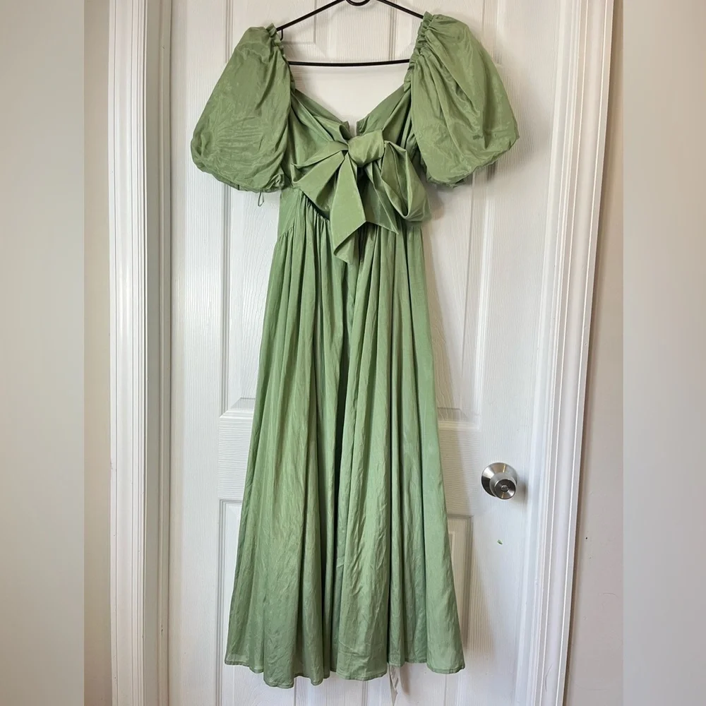 Abercrombie & Fitch Hardware Drama Puff Sleeve green Maxi Dress size SP